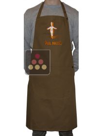 Tablier marron avec effigie et signature orange Paul BOCUSE brodé PAUL BOCUSE