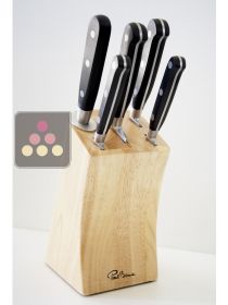 Set de 5 couteaux de cuisine sur porte-couteaux en bois - Gravure Paul BOCUSE PAUL BOCUSE