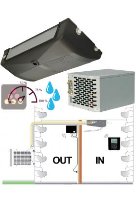 Climatiseur de cave naturelle jusqu'à 230m3 - avec humidificateur et fonction chauffage - évaporateur plafonnier