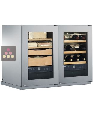 Combiné cave à cigares avec gestion de la température et de l'hygrométrie et cave à vin. LIEBHERR