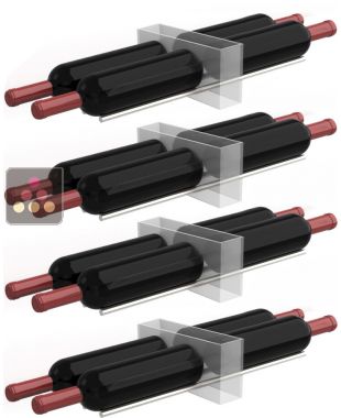 Lot de 4 supports de 4 bouteilles horizontales pour vitrine Calice Design faible profondeur CALICE DESIGN