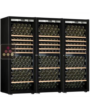 Combiné de 3 caves à vin mono-température de vieillissement ou de service - Porte Full Glass - Équipement Stockage/Coulissant TRANSTHERM