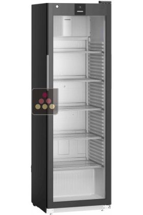 Armoire positive ventilée noire - Porte vitrée et éclairage LED latéral - 286L