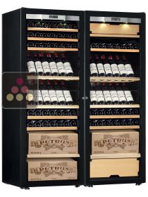 Combiné d'une cave à vin mono-température et d'une cave multi-usages 3 températures - Porte Full Glass TRANSTHERM