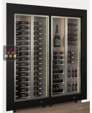 Combiné encastrable de 2 vitrines à vin multi-températures - Usage pro - Équipement mixte - Encadrement droit CALICE DESIGN