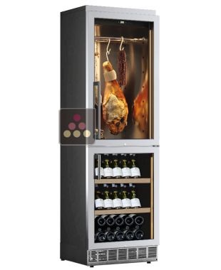 Combiné enchassable 2 températures : cave à vin et cave à charcuterie - Façade inox - Bouteilles inclinées
CALICE