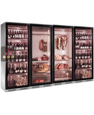 Combiné de 4 vitrines réfrigérées pour vins, charcuteries et maturation de viande BRERA