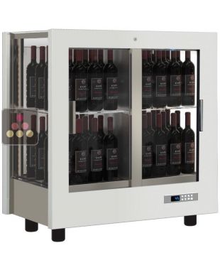 Vitrine à vin multi-températures - Usage professionnel - 3 côtés vitrés - Bouteilles verticales - Habillage bois CALICE DESIGN