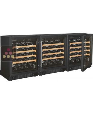 Combiné de 3 caves à vin mono-température de vieillissement et de conservation - Clayettes coulissantes ARTEVINO