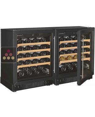 Combiné d'une cave à vin mono-température de vieillissement et d'une cave à vin multi-températures étagées - Clayettes coulissantes ARTEVINO