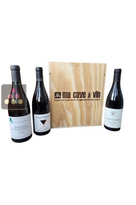 Coffret-bois Initiation aux Terroirs 3 bouteilles : Bourgogne Hautes Cotes de Beaune, Aloxe-Corton, Crozes-Hermitage