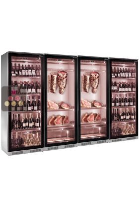 Combiné de 2 vitrines réfrigérées pour vins et 2 vitrines de maturation de viande