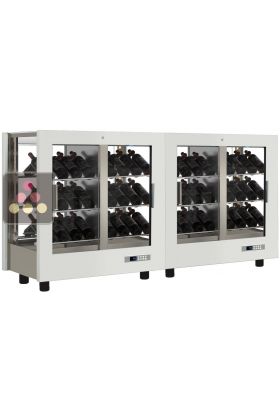 Combiné de 2 vitrines à vin professionnelles multi-usages - 4 cotés vitrés - Habillage magnétique interchangeable