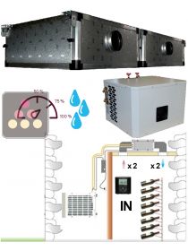 Climatiseur de cave 2900W à condenseur à eau et évaporateur gainable, avec fonction chauffage et humidificateur - Gainage horizontal FRIAX