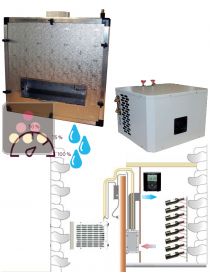 Climatiseur de cave 1100W à condenseur à eau et évaporateur gainable - avec humification et fonction chauffage - Gainage vertical FRIAX