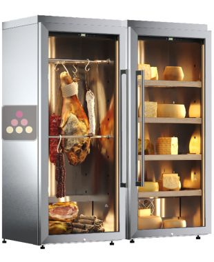 Combiné d'une cave à fromage et d'une cave à charcuterie - Pose libre - Habillage inox CALICE