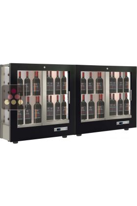 Combiné de 2 vitrines à vin multi-températures - Usage pro - P36cm - 3 côtés vitrés - Habillage magnétique interchangeable