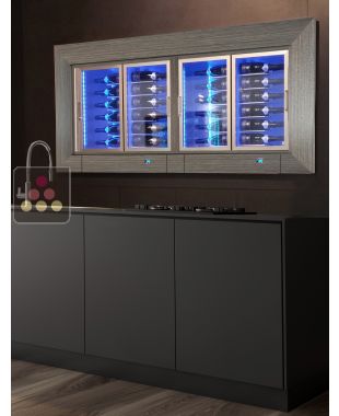 Combiné encastrable de 2 vitrines à vin multi-températures - P36cm - Bouteilles horizontales - Cadre droit CALICE DESIGN