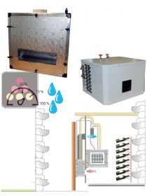 Climatiseur de cave 2200W à évaporateur gainable, fonction chauffage et humidificateur - Groupe de condensation à eau dans caisson isolé - Fabrication spéciale FRIAX