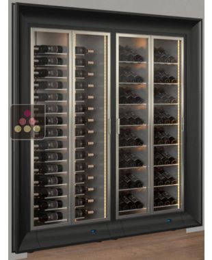 Combiné encastrable de 2 vitrines à vin multi-températures - Usage pro - Equipement mixte - Encadrement incurvé CALICE DESIGN