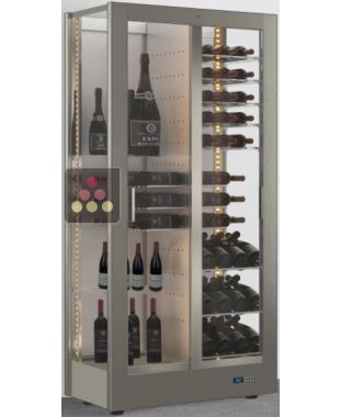 Vitrine à vin multi-températures - Usage pro - 3 côtés vitrés - Équipement mixte - Habillage magnétique interchangeable CALICE DESIGN