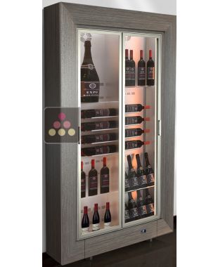 Vitrine à vin multi-usages - P36cm - Équipement mixte horizontales - Cadre droit CALICE DESIGN