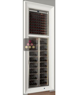 Double-vitrine à vin encastrable multi-températures - Usage pro - Bouteilles inclinées - Cadre incurvé CALICE DESIGN