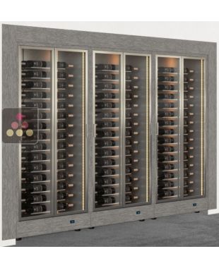 Combiné encastrable de 3 vitrines à vin multi-températures - Usage pro - Bouteilles horizontales - Cadre droit CALICE DESIGN