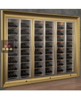 Combiné encastrable de 3 vitrines à vin multi-températures - Usage pro - Bouteilles inclinées - Cadre incurvé CALICE DESIGN