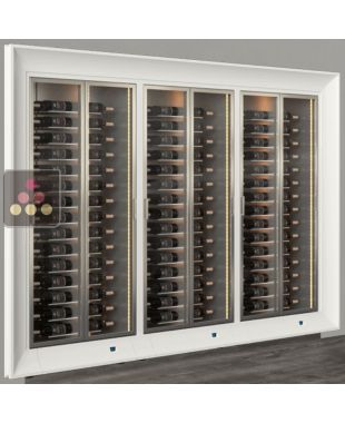Combiné encastrable de 3 vitrines à vin multi-températures - Usage pro - Bouteilles horizontales - Cadre incurvé CALICE DESIGN