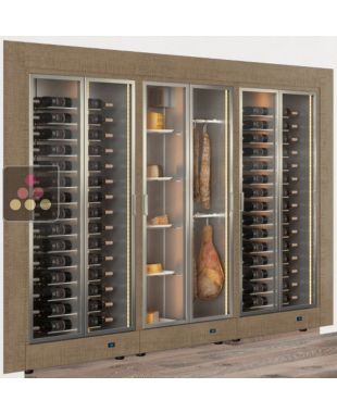 Combiné encastrable de 3 vitrines réfrigérées pour vins, charcuteries et fromages - Usage pro - Cadre droit CALICE DESIGN