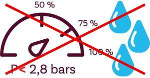 La pression d'eau à l'entrée de l'humidificateur doit être au maximum de 2.8 bar