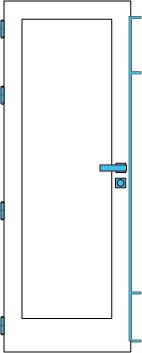 La fermeture des portes s'effectue par une serrure de sécurité à larder à rouleaux 5 points automatique, des paumelles contre-coudées et d’une demi-poignée sur rosace avec cylindre européen standard (ou celui de votre organigramme = fourniture client